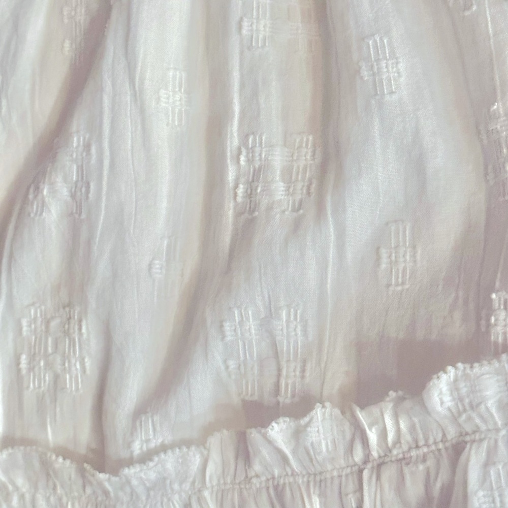 Cleobella Mar Ruffle White Marrakesh Smocked Textured Spaghetti Strap Dress L - Picture 7 of 16